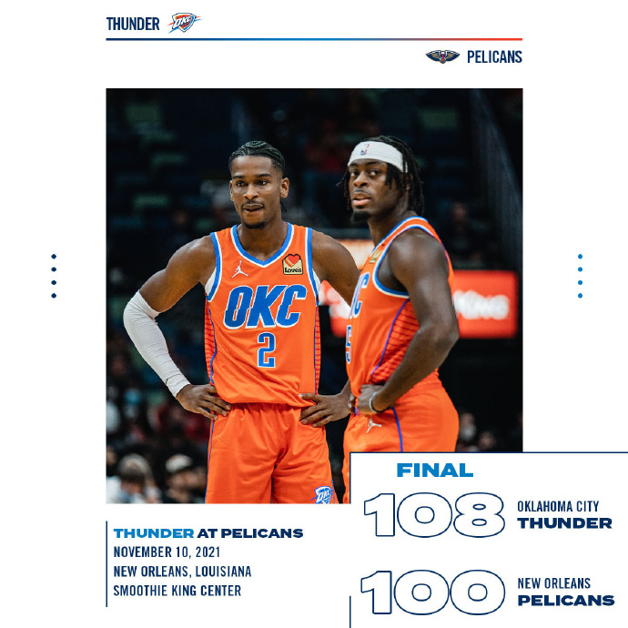 11月11日 NBA常规赛 雷霆vs鹈鹕 全场录像