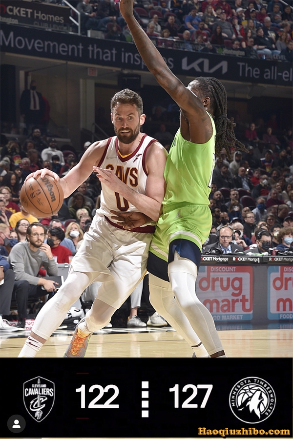 NBA简报:森林狼127-122骑士 拉塞尔25分 乐福26+5