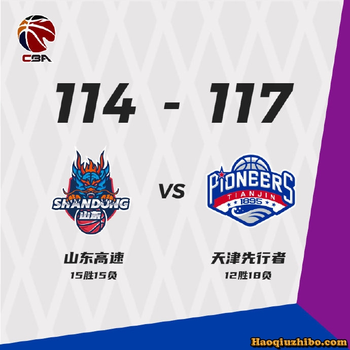 天津男篮以117-114战胜山东男篮