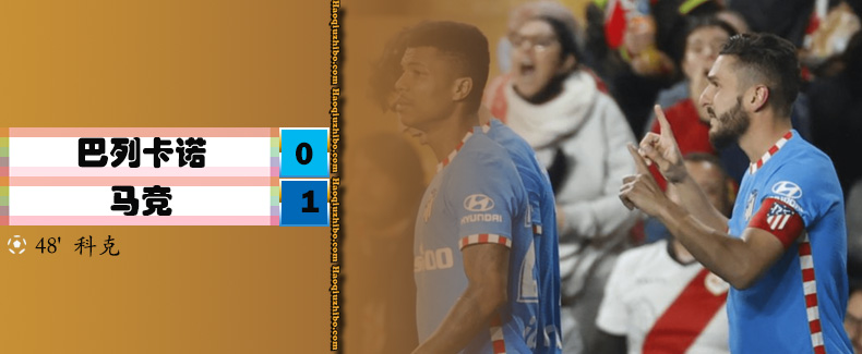 西甲第29轮 巴列卡诺 0 - 1 马德里竞技