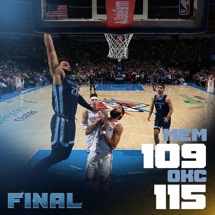 12月18日 NBA常规赛 灰熊vs雷霆 全场录像