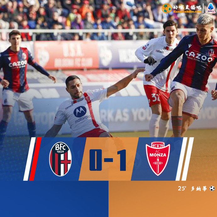 意甲简报:蒙扎客场1-0博洛尼亚 多纳蒂破门制胜