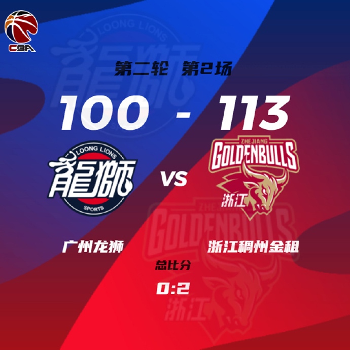 CBA录像回顾战况:浙江113-100广州 刘泽一26+13 陆文博18+10