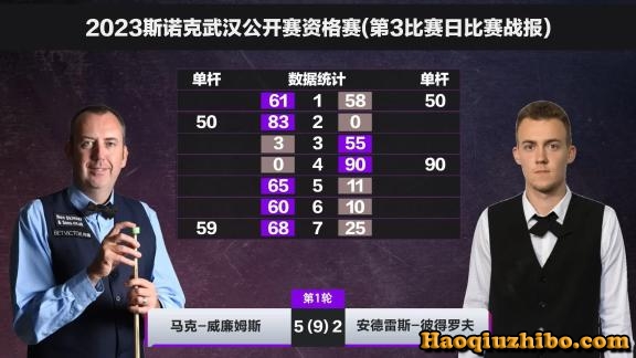 2023斯诺克武汉公开赛资格赛 马克-威廉姆斯vs彼得罗夫 全场录像